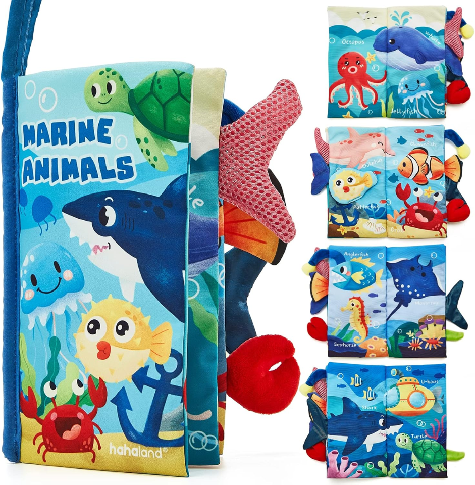 HAHALAND Marine Animals książeczka sensoryczna ZAWIESZKA 12,5 x 22 cm