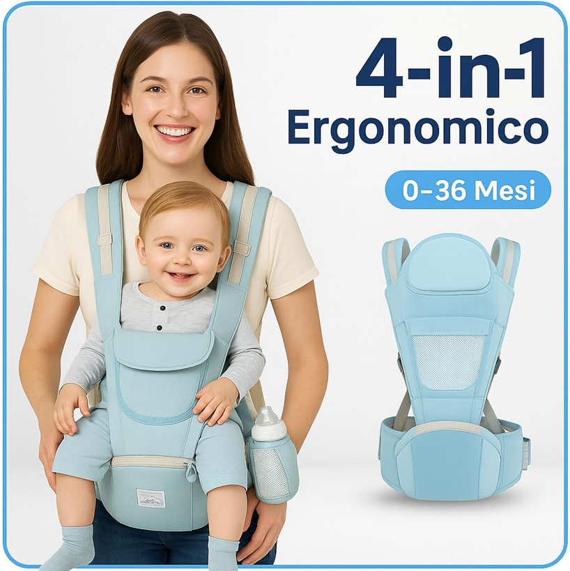 MARSUPIU ergonomic cu centură lombară 4în1