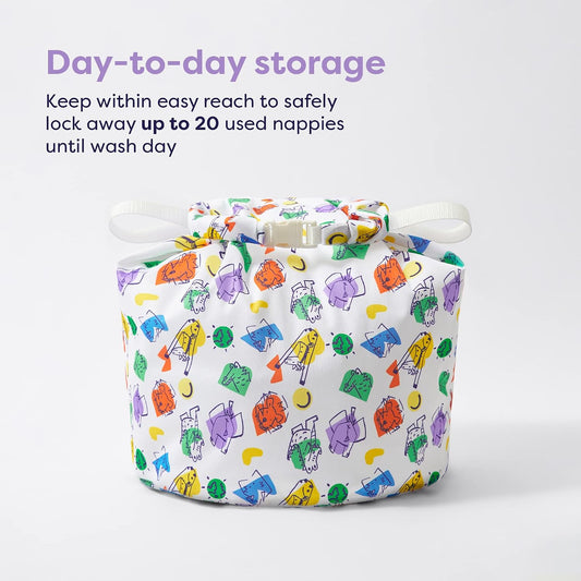 BAMBINO MIO duża torba na mokre pieluchy Wetbag, pojemna na 20 pieluszek wielorazowych, do codziennego przechowywania.