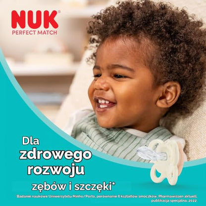 NUK Perfect Match Air smoczki uspokajające 0-6m x2, miękki silikon i tarczka Air dla zdrowego rozwoju zębów i szczęki