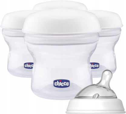 CHICCO récipients à lait 4 x 150 ml + tétine avec couvercle