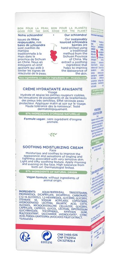 MUSTELA fugtighedscreme til ansigtet for meget følsom hud 40ml