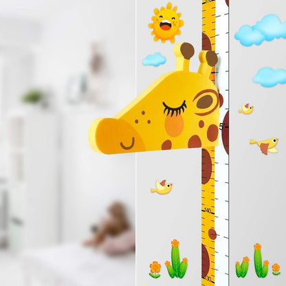 DUOUPA højdemåler med flytbar girafhoved 180 cm + vægklistermærker