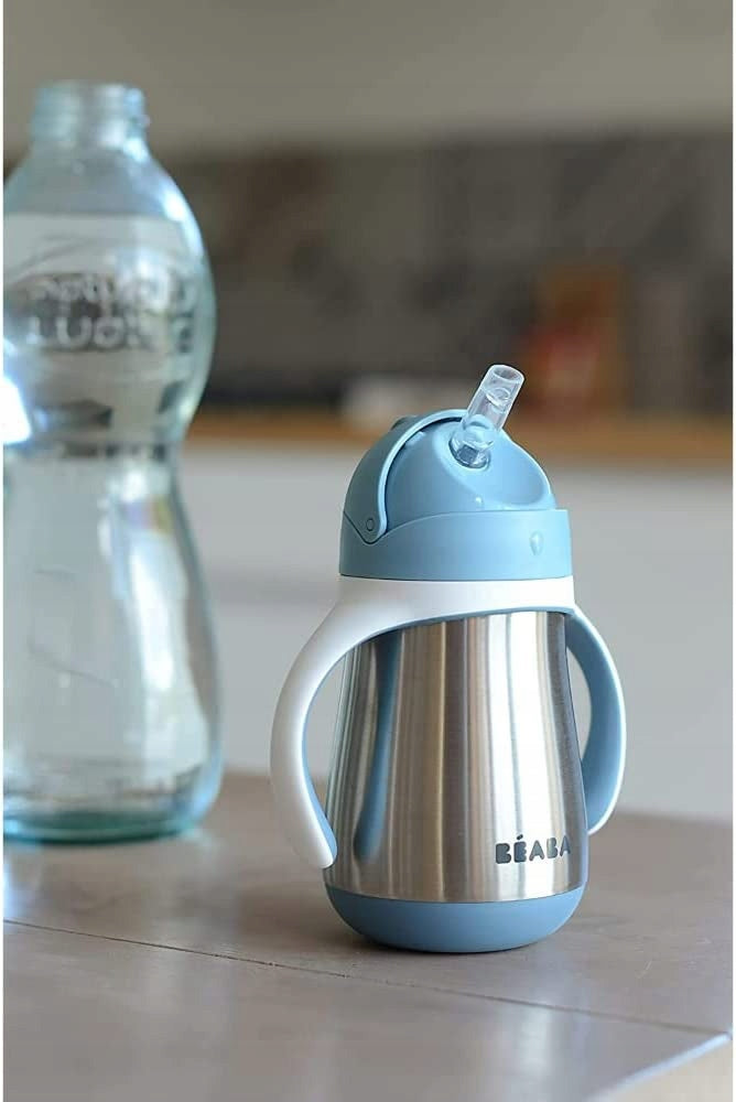 BEABA stalen anti-lekbeker met rietje 250 ml