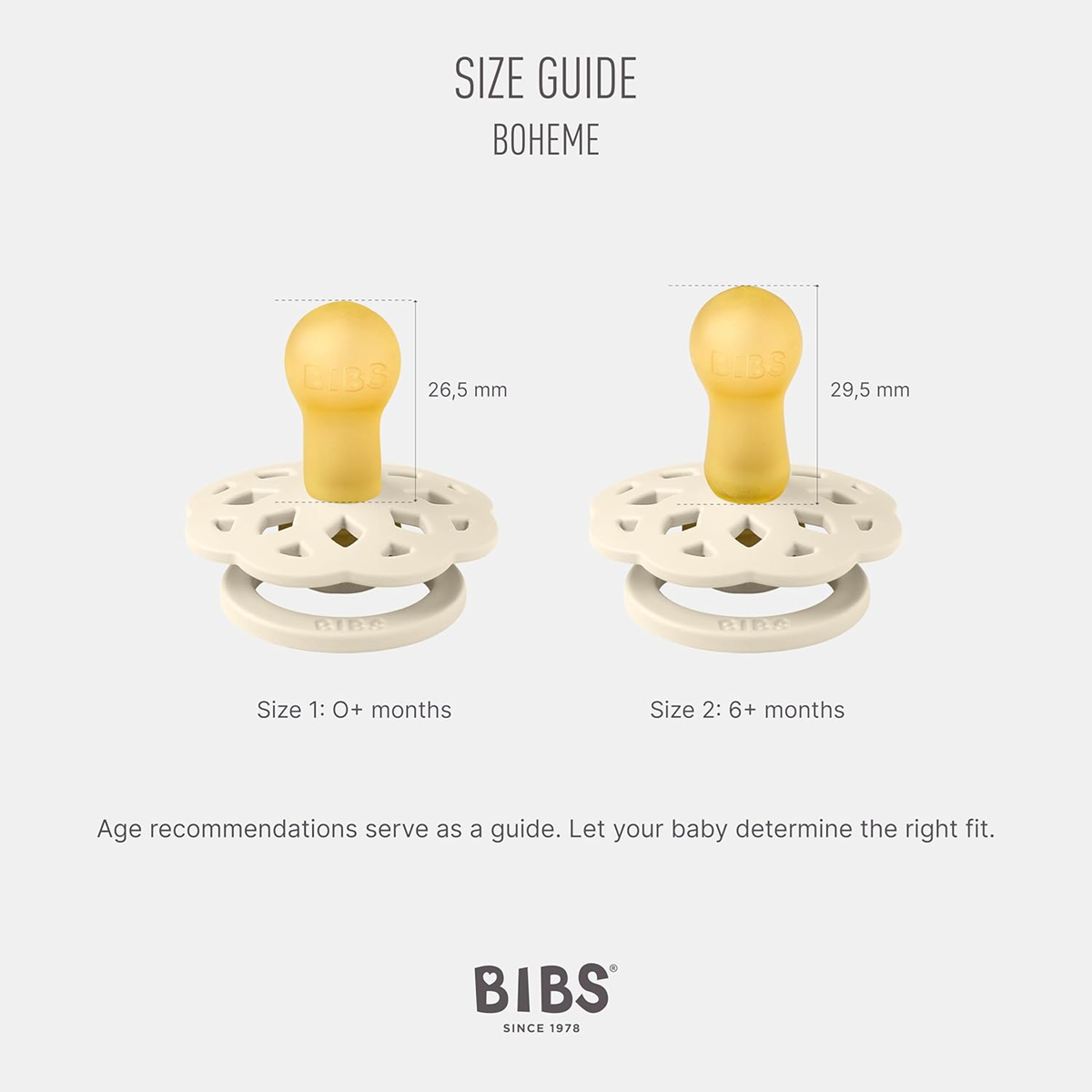 BIBS BOHEME 2 RUBBER PACIFIERS, round