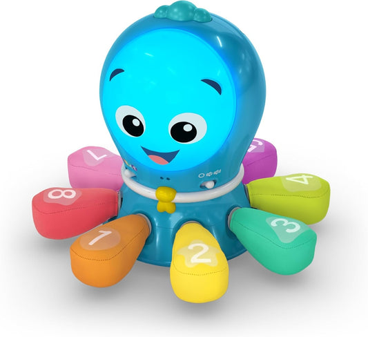 BABY EINSTEIN interaktywna OŚMIORNICA frazy melodie światła ruch 4 języki, niebieska zabawka edukacyjna 3 m+