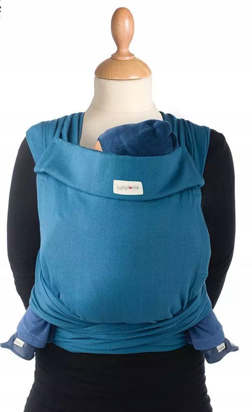 BABYLONYA nosidełko MEI TAI do 20kg CAMPANULA BLUE, miękkie nosidełko BabyTai w kolorze niebieskim