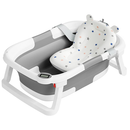 GLENMORE sammenklappeligt babybadekar med afløb og termometer