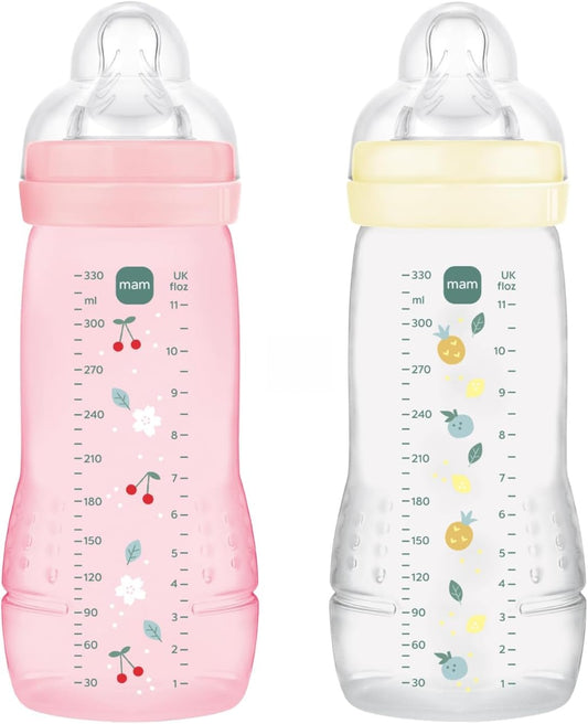Set de biberones MAM Easy Active, 2 x 330 ml, 6 m+, tetina 4 de flujo muy rápido
