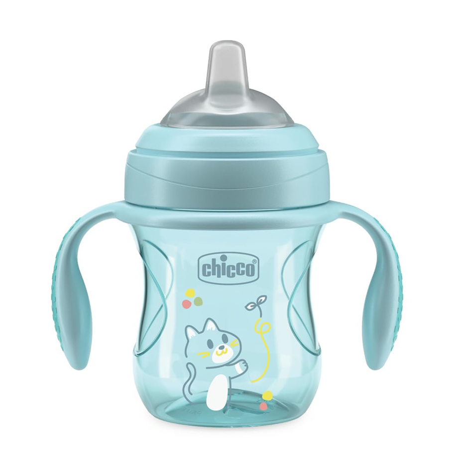 CHICCO Transition Cup cseppmentes itatópohár szívószállal és fogantyúkkal 200 ml 4 hónap+
