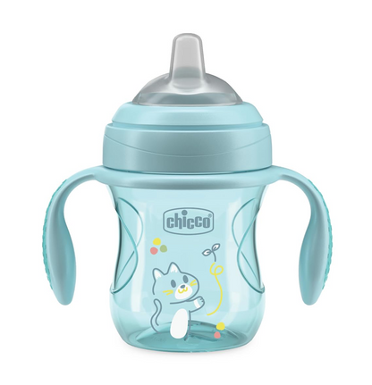 CHICCO Transition Cup cseppmentes itatópohár szívószállal és fogantyúkkal 200 ml 4 hónap+