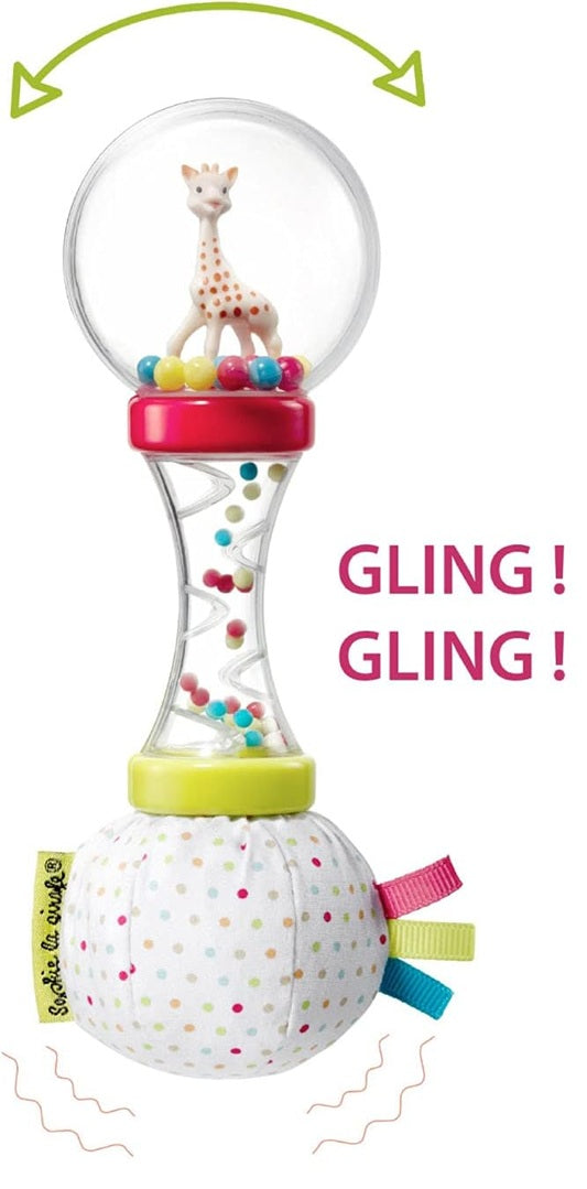 SOPHIE LA GIRAFE marakas z grzechotką i szeleszczącym papierem 17 cm