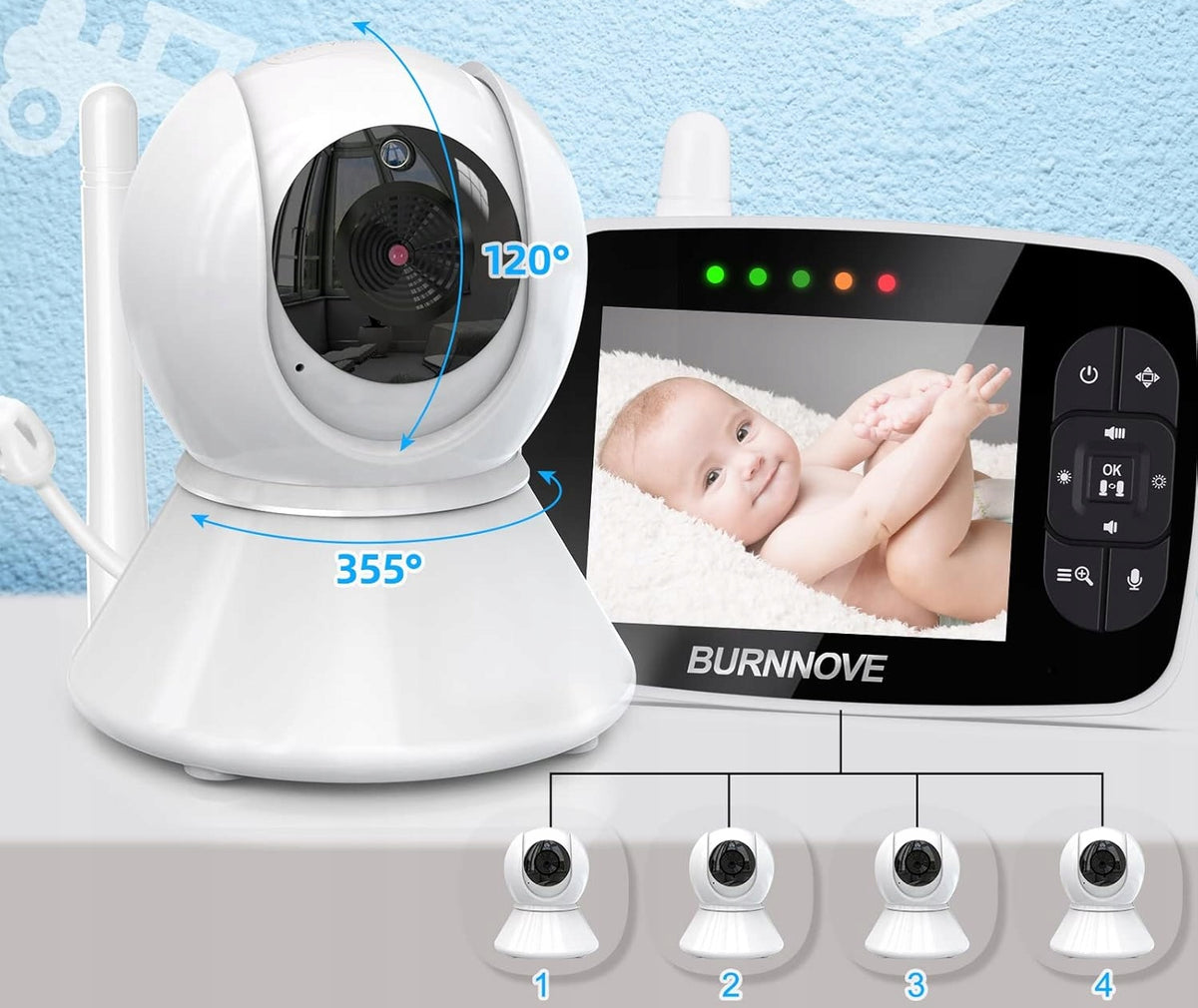 BURNNOVE SM35PTZ babyphone électronique télécommandé 3,5"