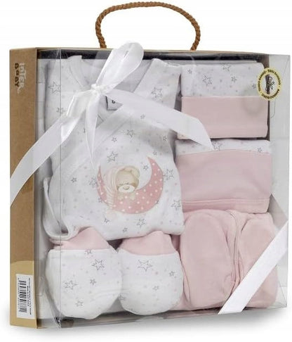 INTERBABY zestaw upominkowy z bambusa piżama czapka skarpetki śliniak