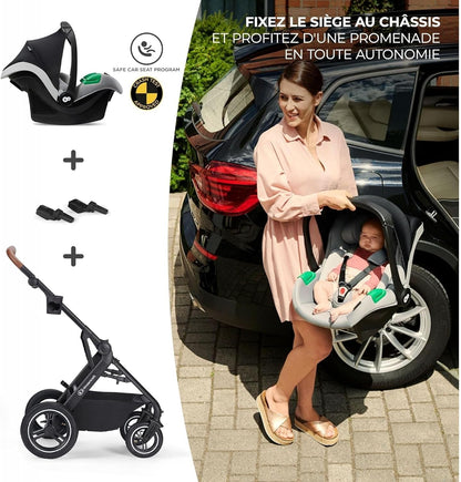 KINDERKRAFT B-TOUR 3i1 multifunktionel barnevogn op til 22kg + MINK PRO autostol