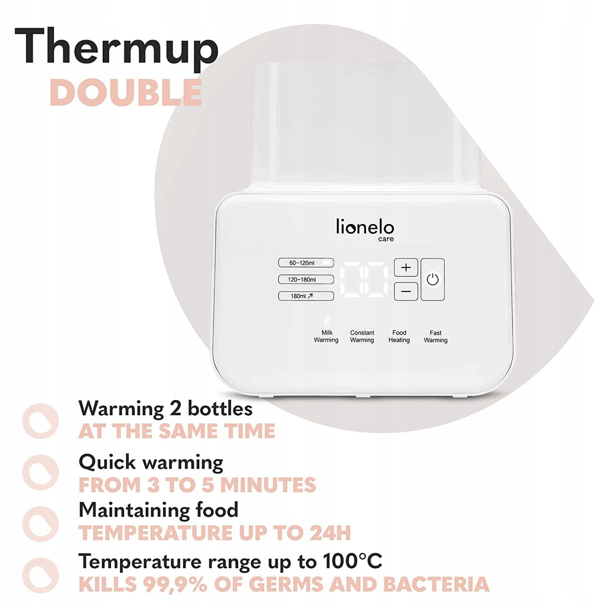 LIONELO THERMUP DOUBLE bottle and sippy cup warmer