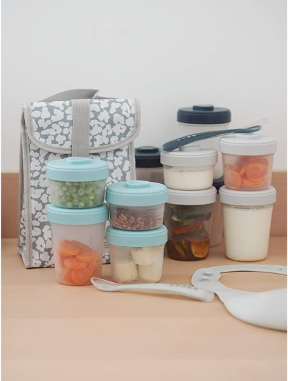 BEABA 12 containers with lids, 2 x spoon