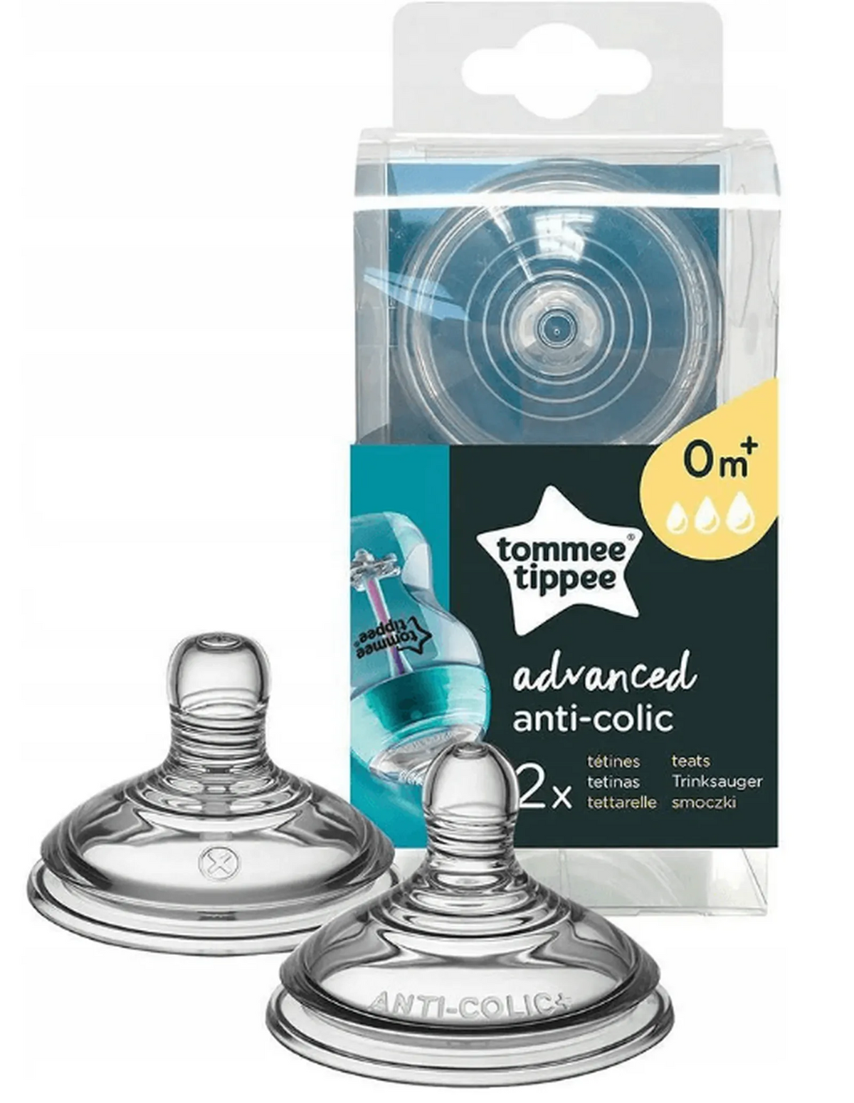 TOMMEE TIPPEE advanced anti-colic cumisüveg cumifej 0 hónap+ 2 db