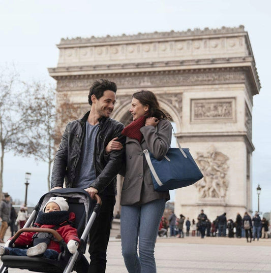 BABYMOOV torba do wózka + dodatki LeChamps-Elysées, niebieska torba na pieluchy przy Arc de Triomphe