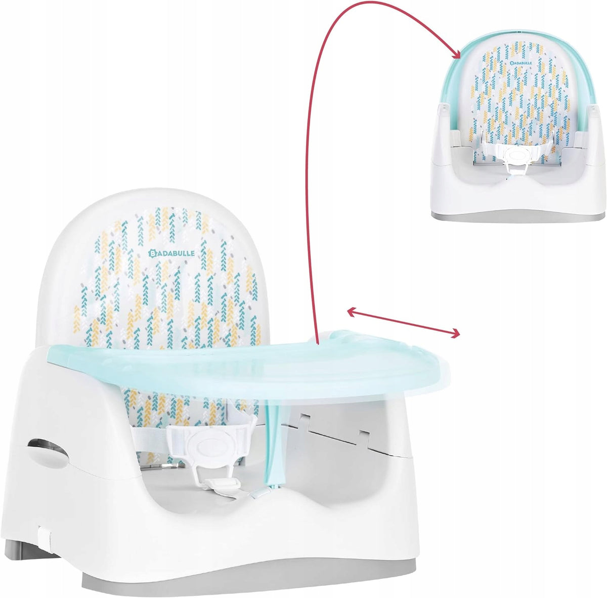 BADABULLE højstol med bakke, forhøjelse