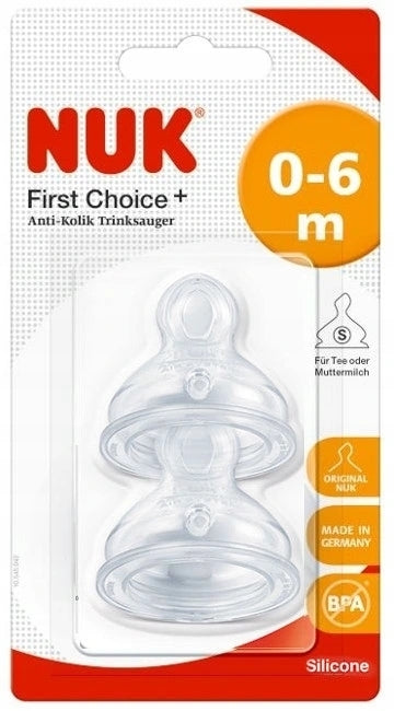 NUK First Choice+ siliconen fopspeen voor fles 0-6 M 2STUKS