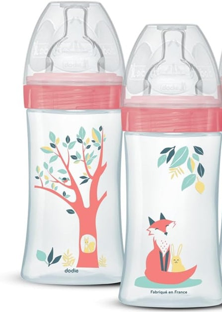 DODIE biberon 270 ml tetină 2 flux mediu 0-6 luni VULPE și IEPURE