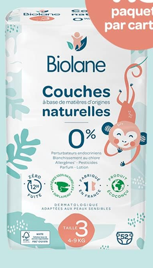 BIOLANE pieluszki rozm.3 (4-9kg) x52szt