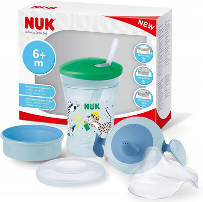 NUK Learn to DrinkLearn to Drink SetAge 6 m + (Trainer Cup mouthpiece)age 8 m + (Magic Cup mouthpiece)age 12 m