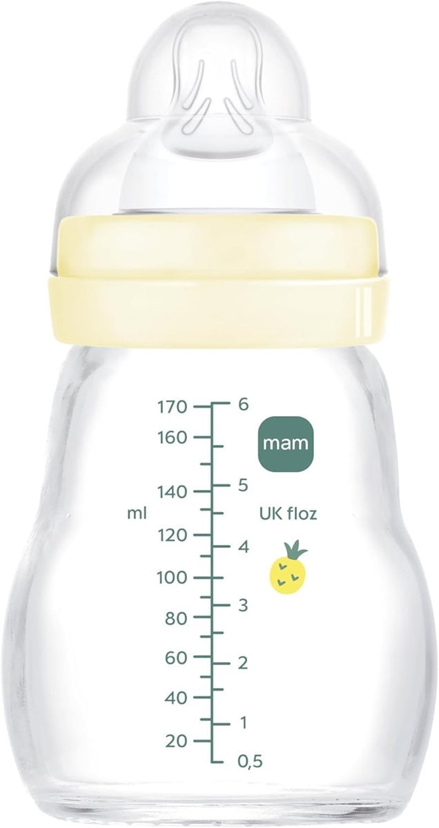 Biberon din sticlă MAM Feel Good 170 ml 0 m+, tetină 1