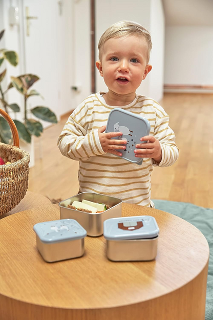LÄSSIG Snackbox rozsdamentes acél uzsonnásdobozOK 3 db