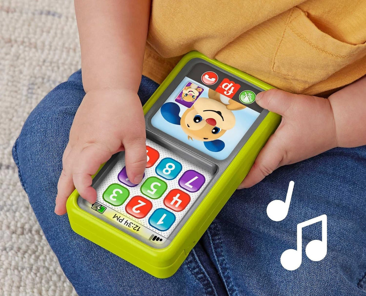 FISHER-PRICE interaktywny SMARTFON 75 piosenek zdań dźwięków J. ANGIELSKI – zielony szerokość 9 cm, długość 15,5 cm,…