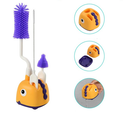 VICLOON 3in1brushes for cleaning bottles, teats and strawscolour yellow/white/purplethe dimensions of the