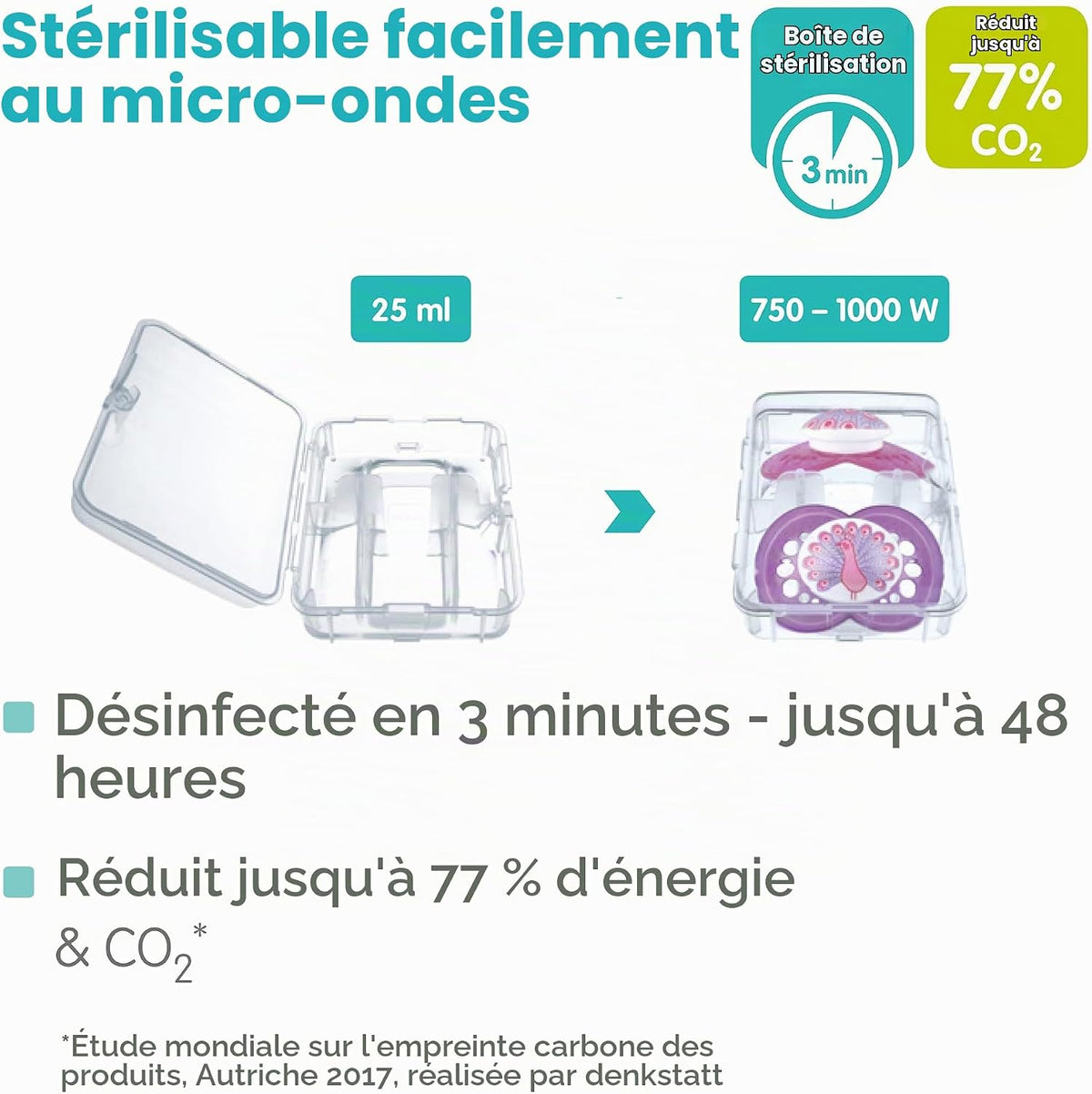 MAM Supreme smoczek uspokajający 16m+ x2, sterylizator mikrofalowy 3 min, 25 ml, 750–1000 W