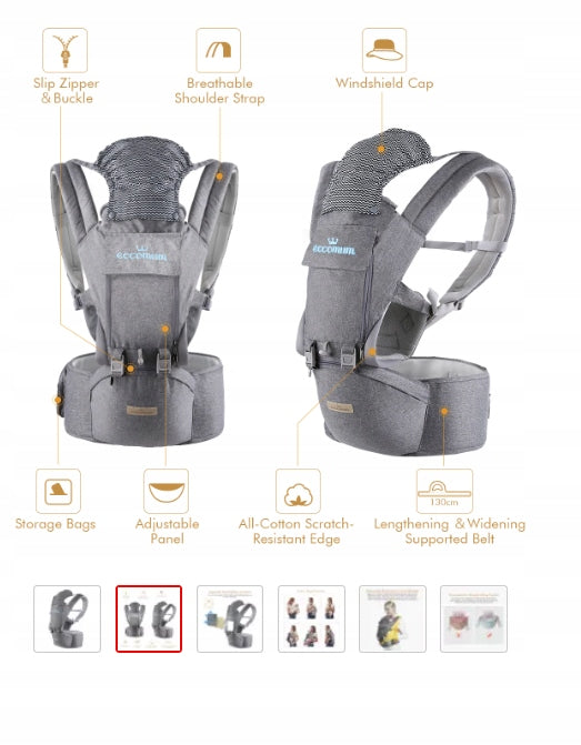 ECCOMUM nosidełko ergonomiczne z pasem biodrowym 6w1