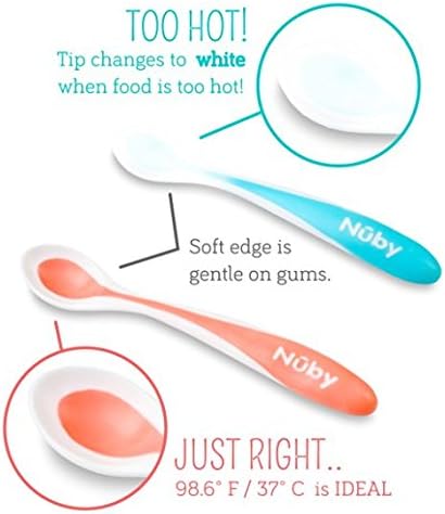 temperature sensor indicating food that is too hot, soft tip friendly for delicate gums