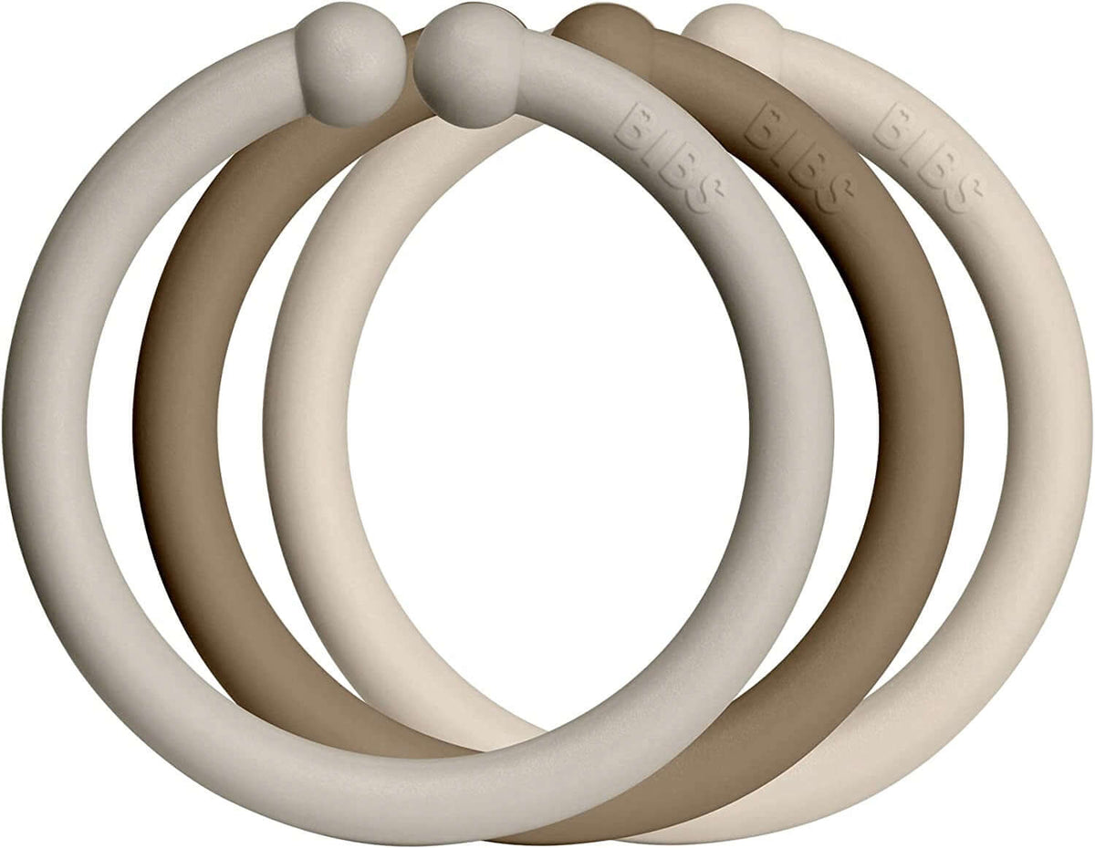 BIBS LOOPS 12x zawieszki uniwersalne w odcieniach brązu i beżu, elastyczne zawieszki do smoczka i wózka