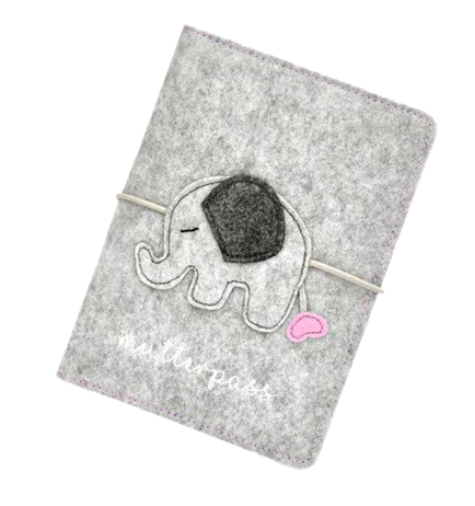 BABY CHEEK filc kártyatartó terhességi kártyához ELEFÁNT 13,5 x 19,5 cm