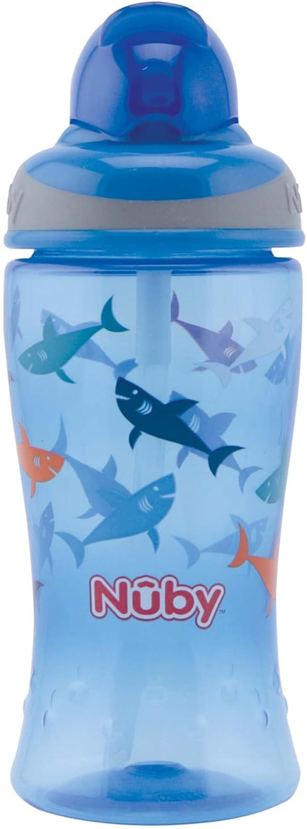 NUBY Flip-it Cup tudkop med sugerør 12 m+ 360 ml HAI