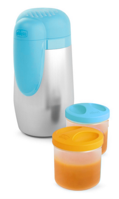 CHICCO thermos en acier + 2 récipients 5h