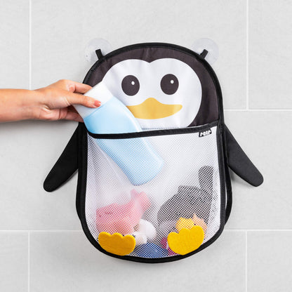 REER MyHappyPingu fürdőszobai hálós rendszerező tapadókorongokkal, PINGVIN