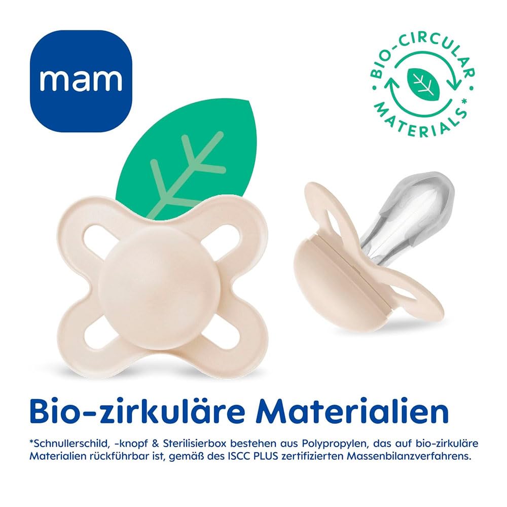 MAM Perfect Start smoczki uspokajające 2 szt. 0-2 mies. z bio-cyrkularnych materiałów, silikon SkinSoft