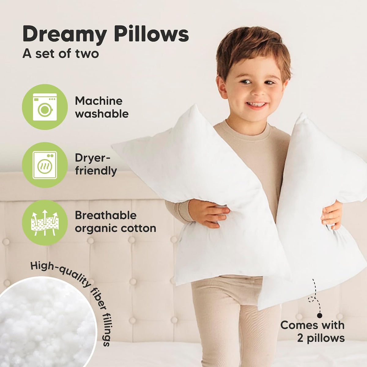 KEABABIES baby pillows 33X45CM x2