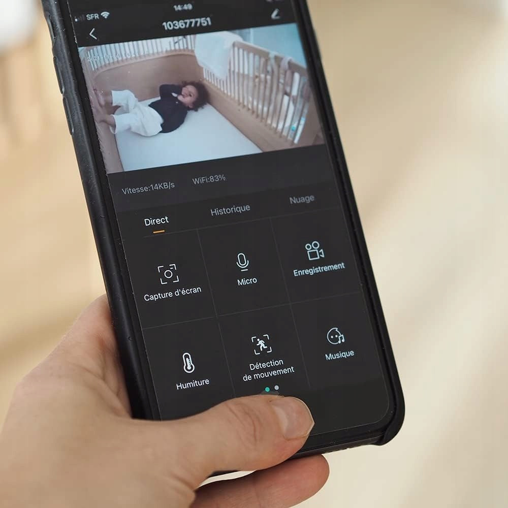 BEABA Zen Premium elektronisk babyalarm kamera 360° Full HD app