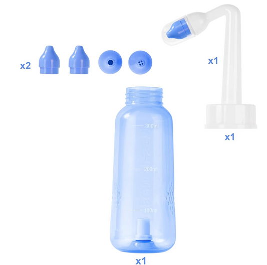 URAQT Neti Poti irygator do nosa dla dzieci i dorosłych 2 końcówki 300 ml