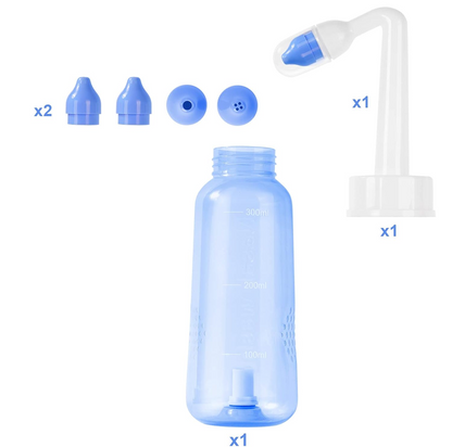 URAQT Neti Poti næseskylleflaske til børn og voksne, 2 mundstykker, 300 ml