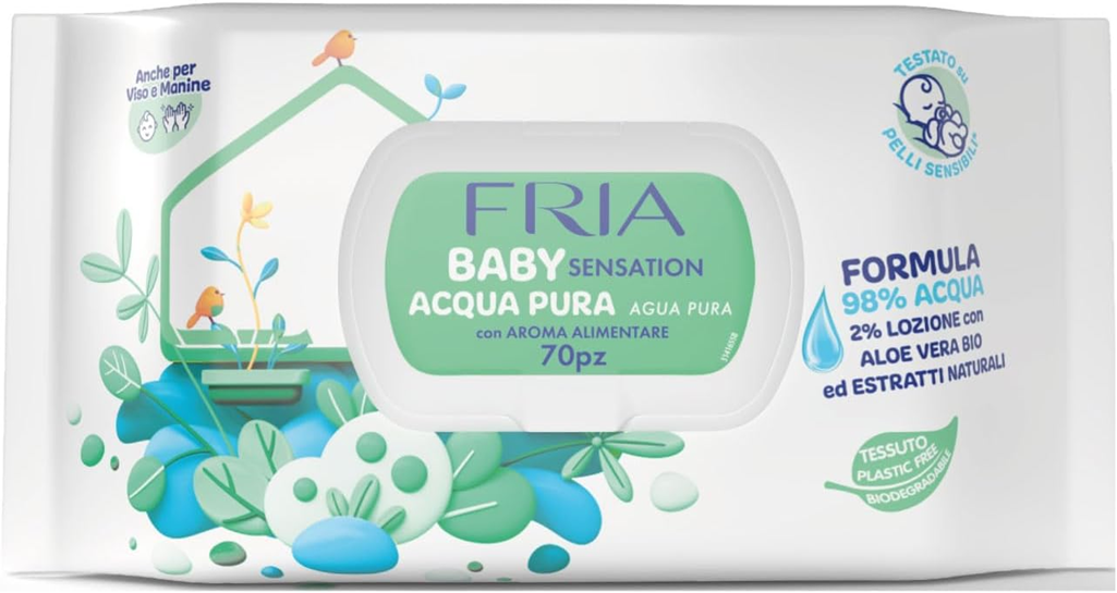FRIA Baby Senstation háromrétegű, aloe verával átitatott nedves törlőkendő 70 db
