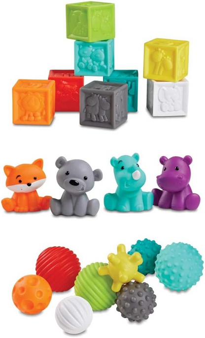 INFANTINO Senso Balls, Blocks & Buddies szilikon játékok 20 darabos szett