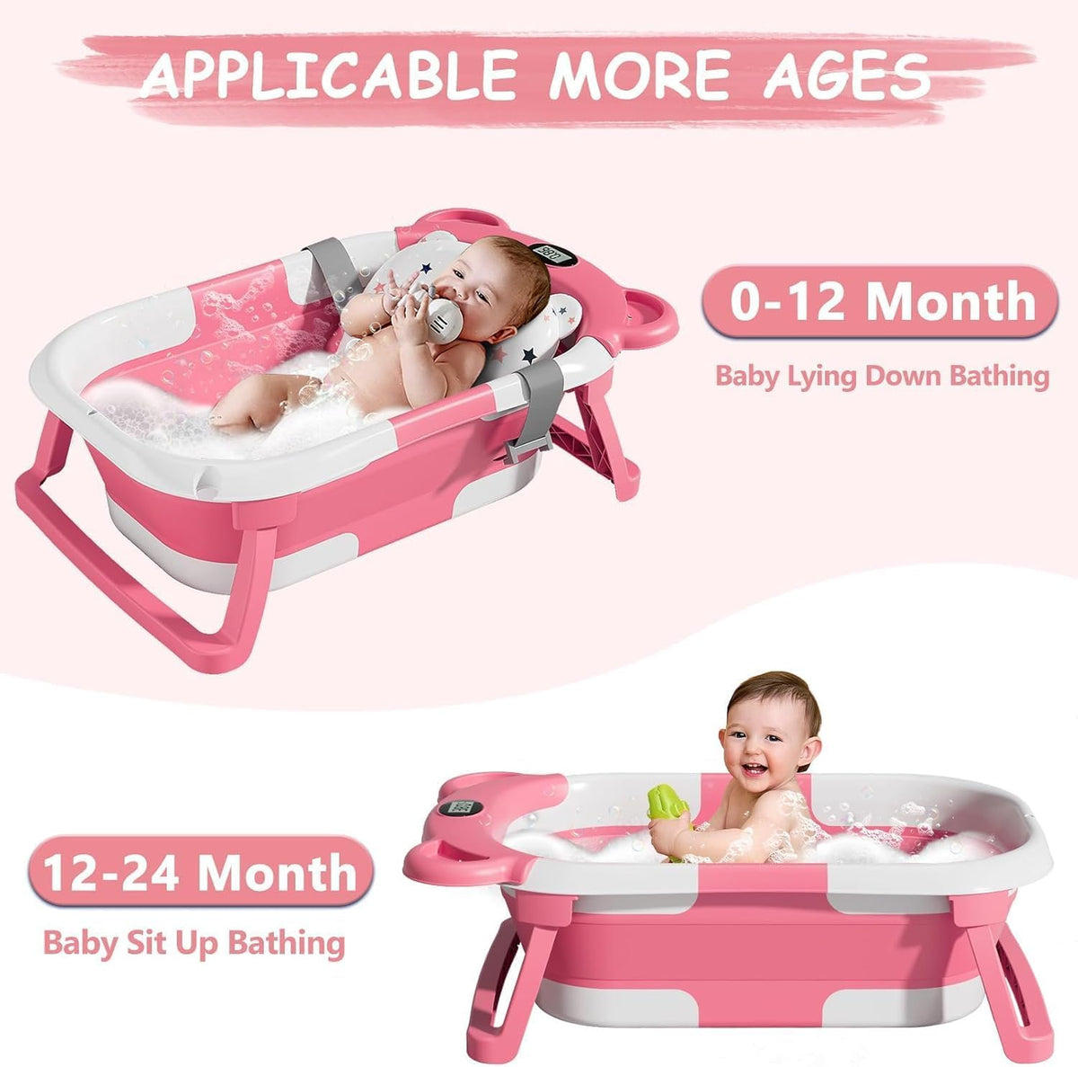 SUPERBE kompakt sammenklappeligt babybadekar + bamseindsats