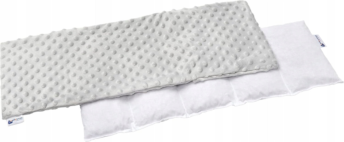 MEDIPARTNERS termofor z pestkami wiśni DUŻY 800g 60x20 cm MINKY, szary termofor z wkładem wiśniowym
