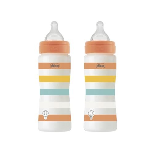CHICCO Perfect Easy butelki 330 ml szybki przepływ 2 szt. - zestaw 2 butelki antykolkowe